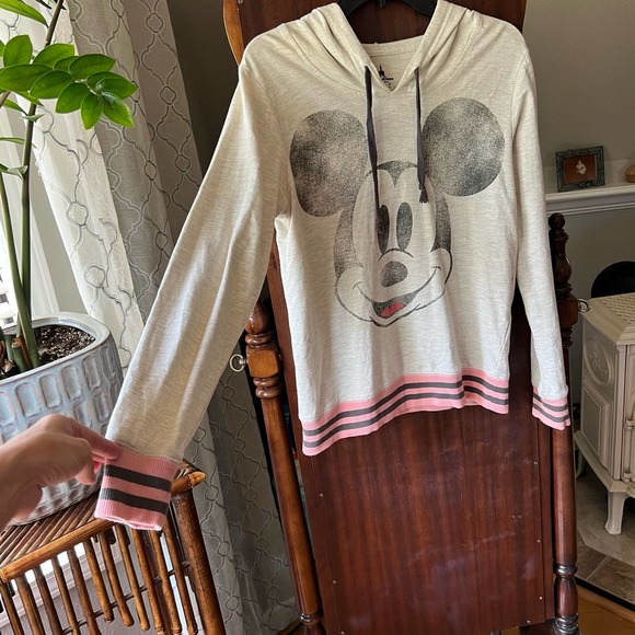 Disney Parks MICKEY MOUSE women’s medium Gray Hooded Hoodie Sweatshirt - Picture 4 of 9